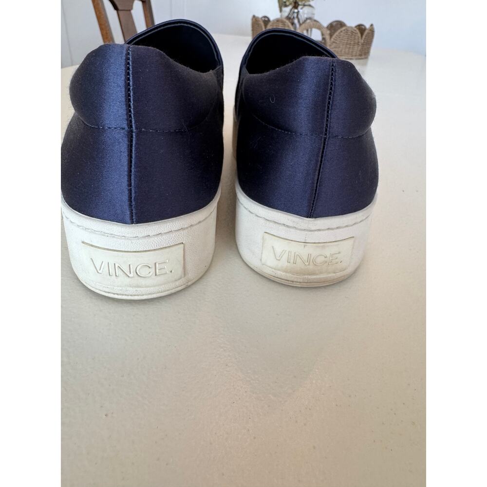 Vince Shoes Warren Royal Blue Satin Platform Slip On Sneakers Loafers Size 9.5 - Picture 6 of 9
